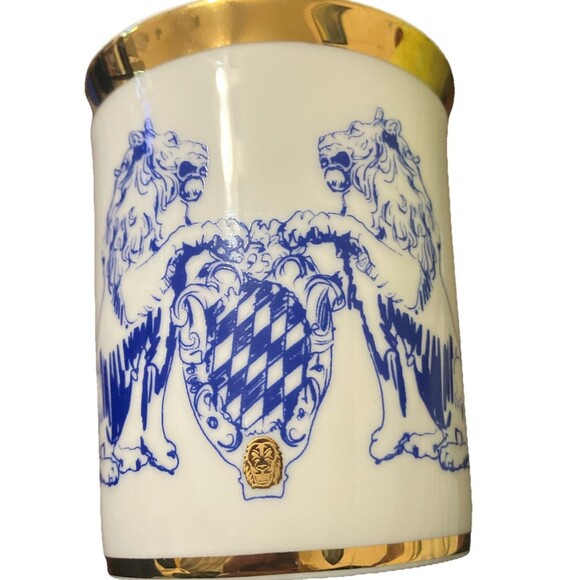 German Bayers Löwen Lion Crest coffee tea mug Porcelain Mug Gold Gilt, blue - Picture 3 of 15